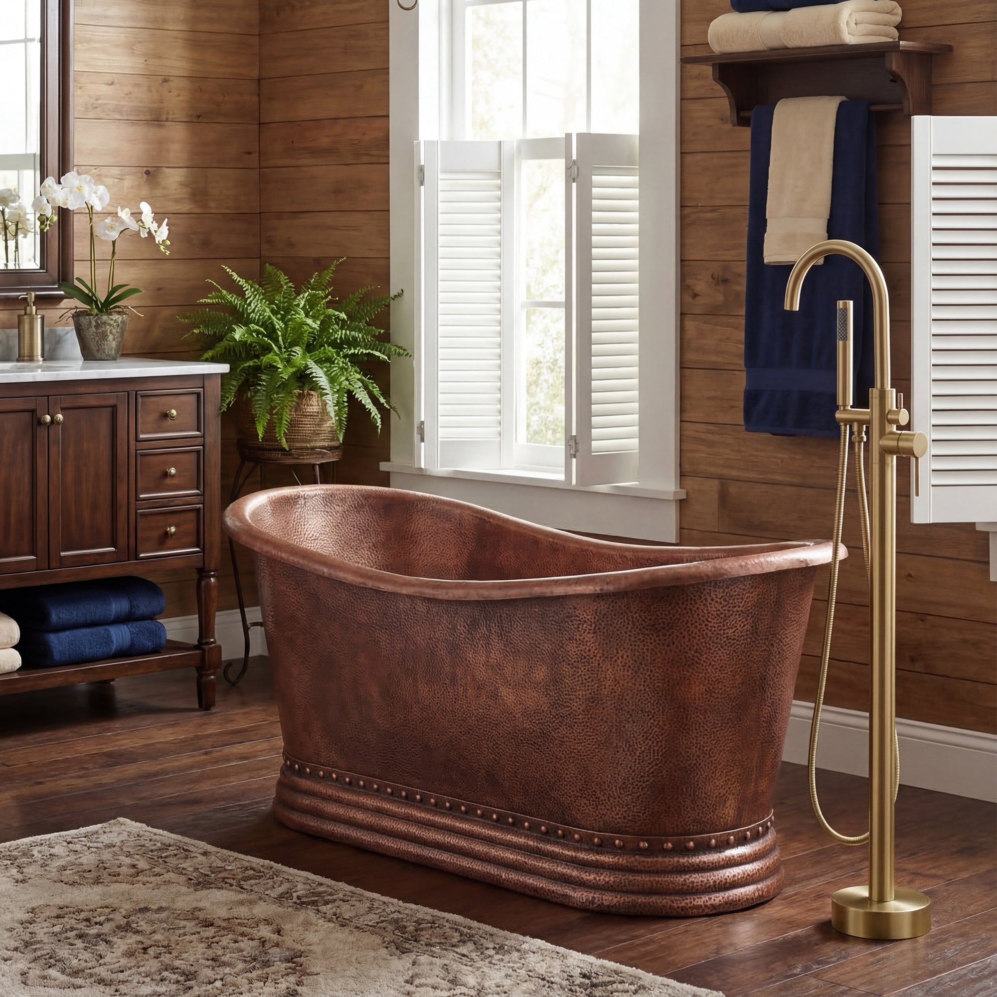 Akicon Custom Copper and Ceramic Bathtub Luxury Freestanding Bath