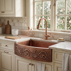 Akicon Custom Single Bowl Handmade Farmhouse Solid Copper Kitchen Sink