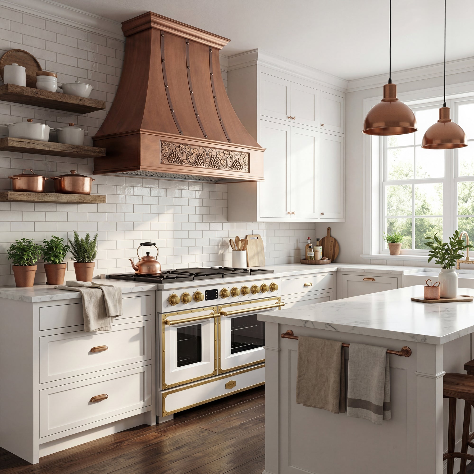 Akicon Custom Handmade Copper Range Hood for Luxury Kitchens