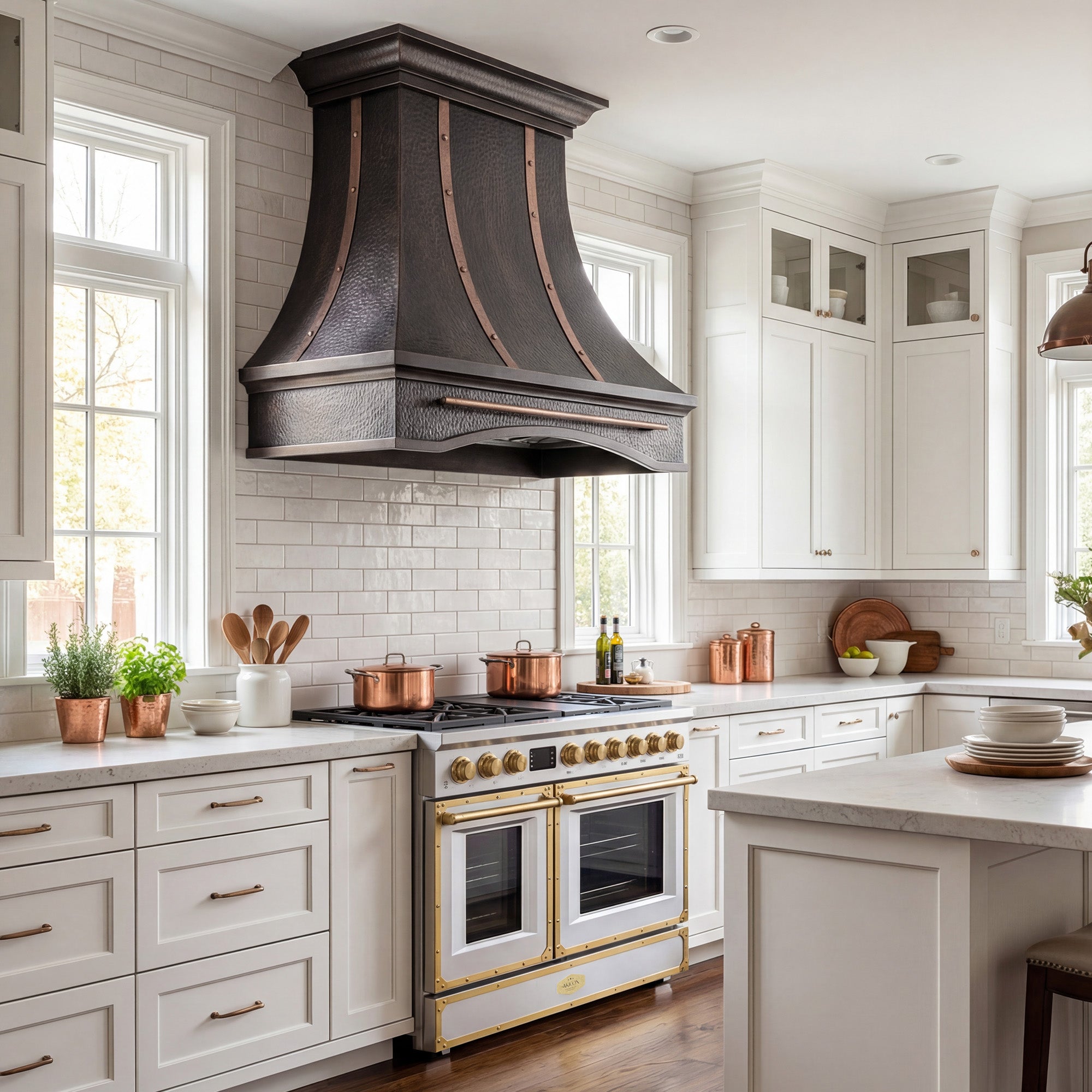 Akicon Custom Copper Range Hood Handmade with Custom Size and Finish