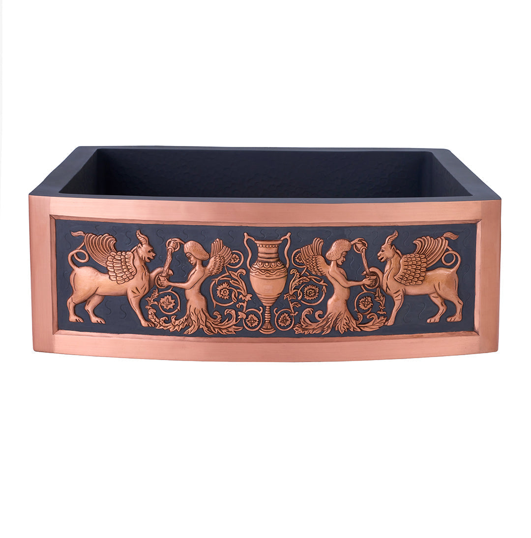 Akicon Custom Single Bowl Handmade Farmhouse Solid Copper Kitchen Sink