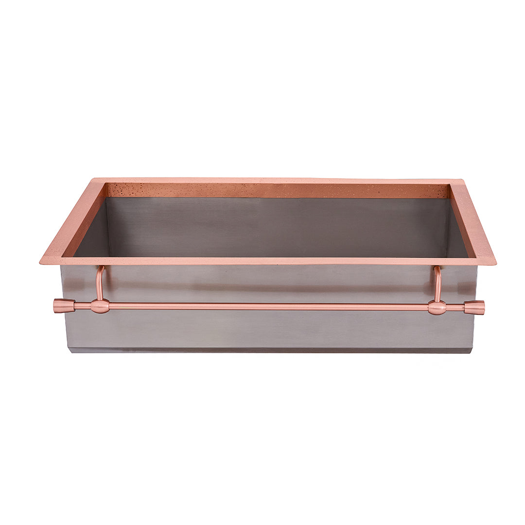 Akicon Handmade Custom Copper Kitchen Sink with Pot Rail