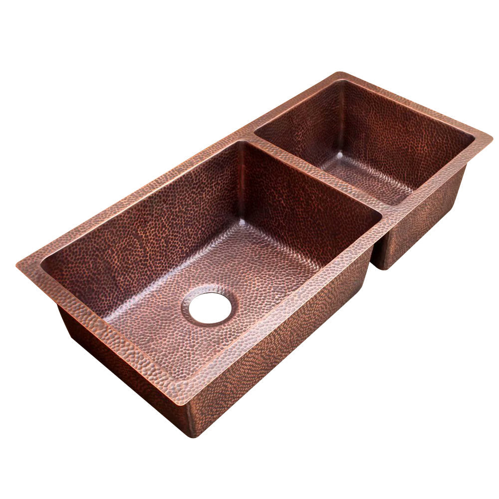 Akicon Custom Handmade Copper Double Bowl Undermount  Kitchen Sink