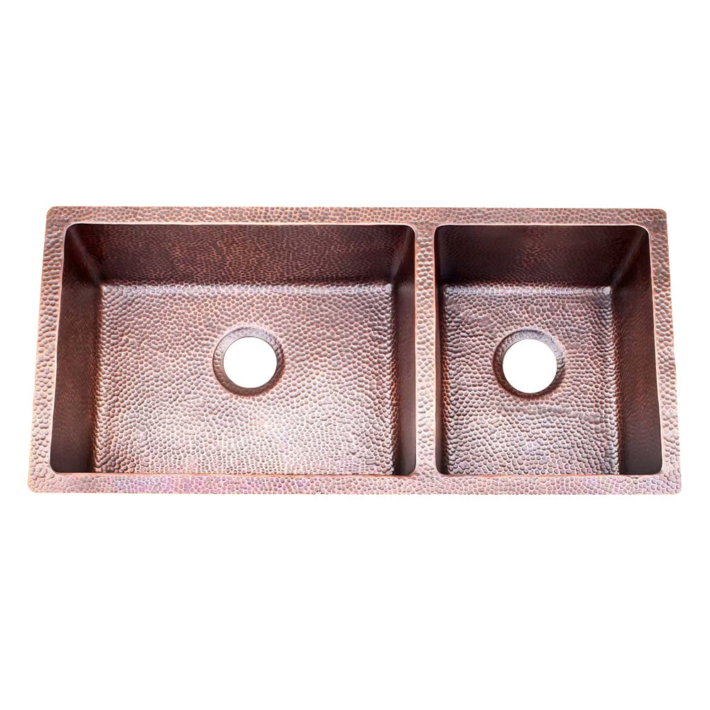 Akicon Custom Handmade Copper Double Bowl Undermount  Kitchen Sink