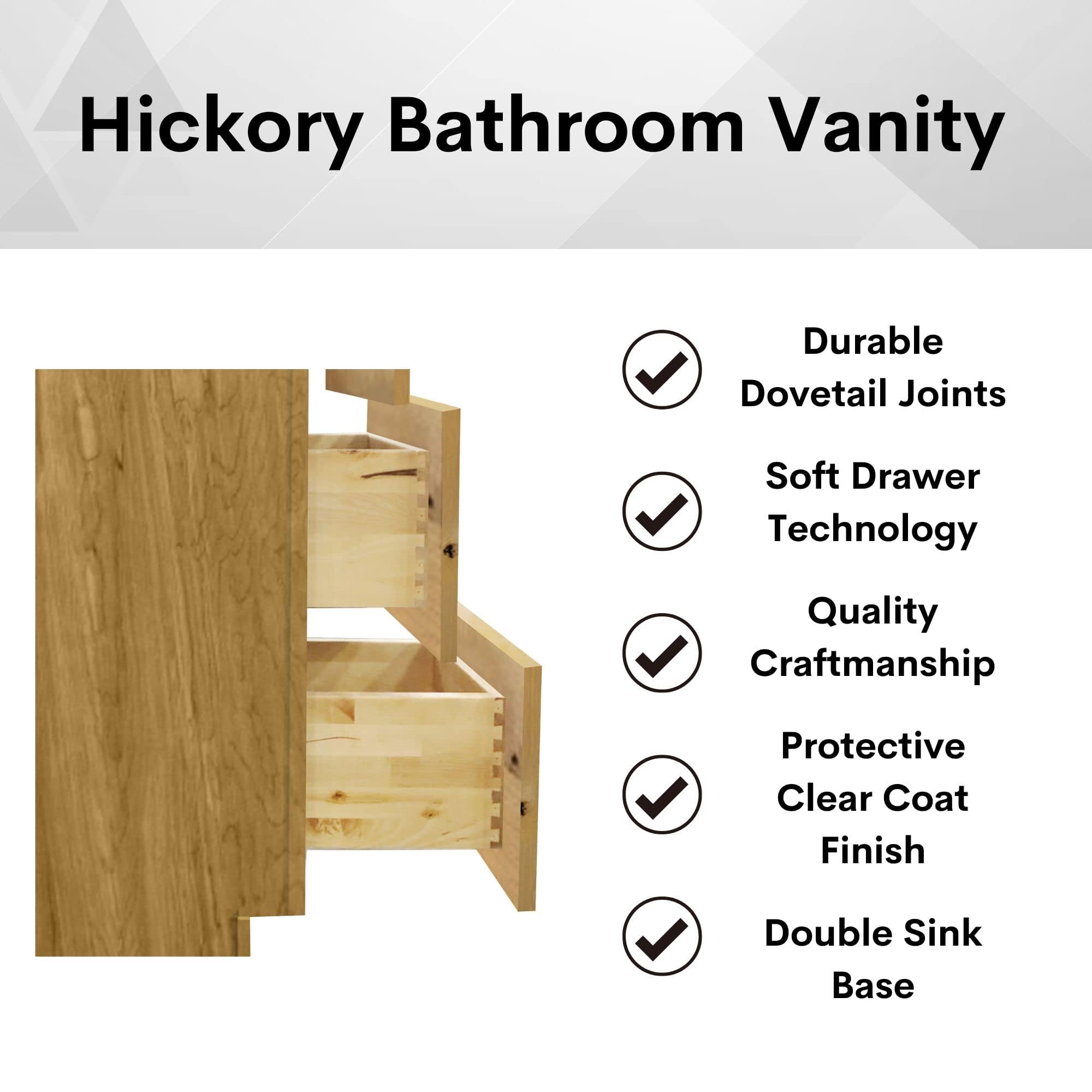 60 Inch Bathroom Vanity With Single Sink, Hickory Vanity, Rustic Wood Cabinet, Vanity With Drawers, Solid Wood Bathroom Furniture, Farmhouse
