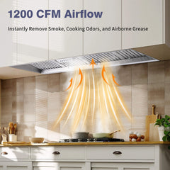 54" Range Hood Insert, 1200 CFM Stainless Steel Ducted Vent Hood Insert with Dimmable LED Lights