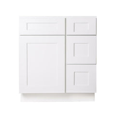 30 Inch White Shaker Single Sink Bathroom Vanity with Drawers on the Right