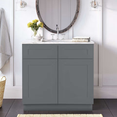 36 Inch Grey Shaker Single Sink Bathroom Vanity