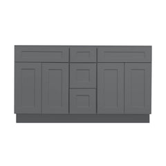 60 Inch Grey Shaker Double Sink Bathroom Vanity with Drawers