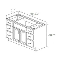 60" Antique White Shaker Single Sink Bathroom Vanity with Drawers