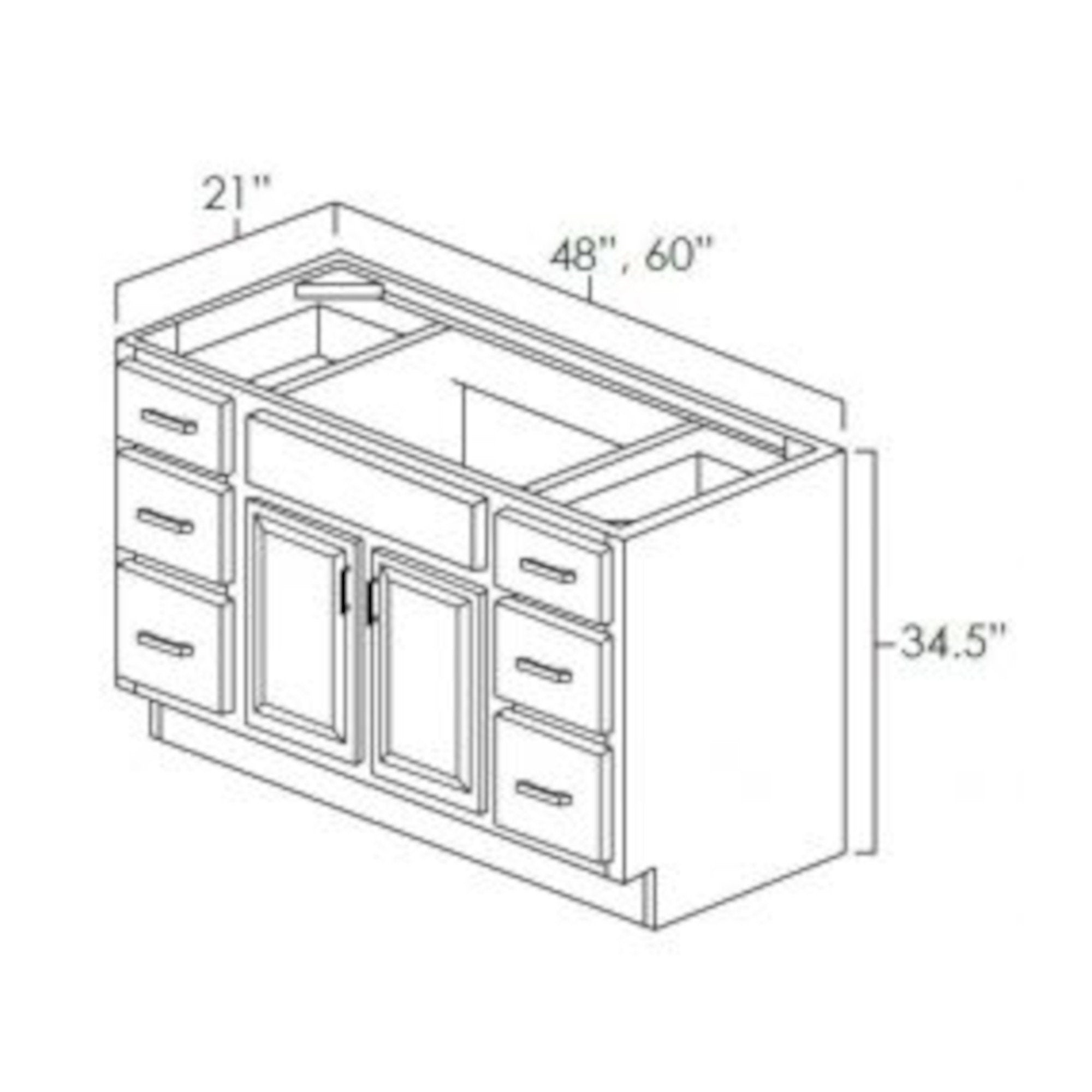 48 Inch Gray Stained Shaker Single Sink Bathroom Vanity With Drawers