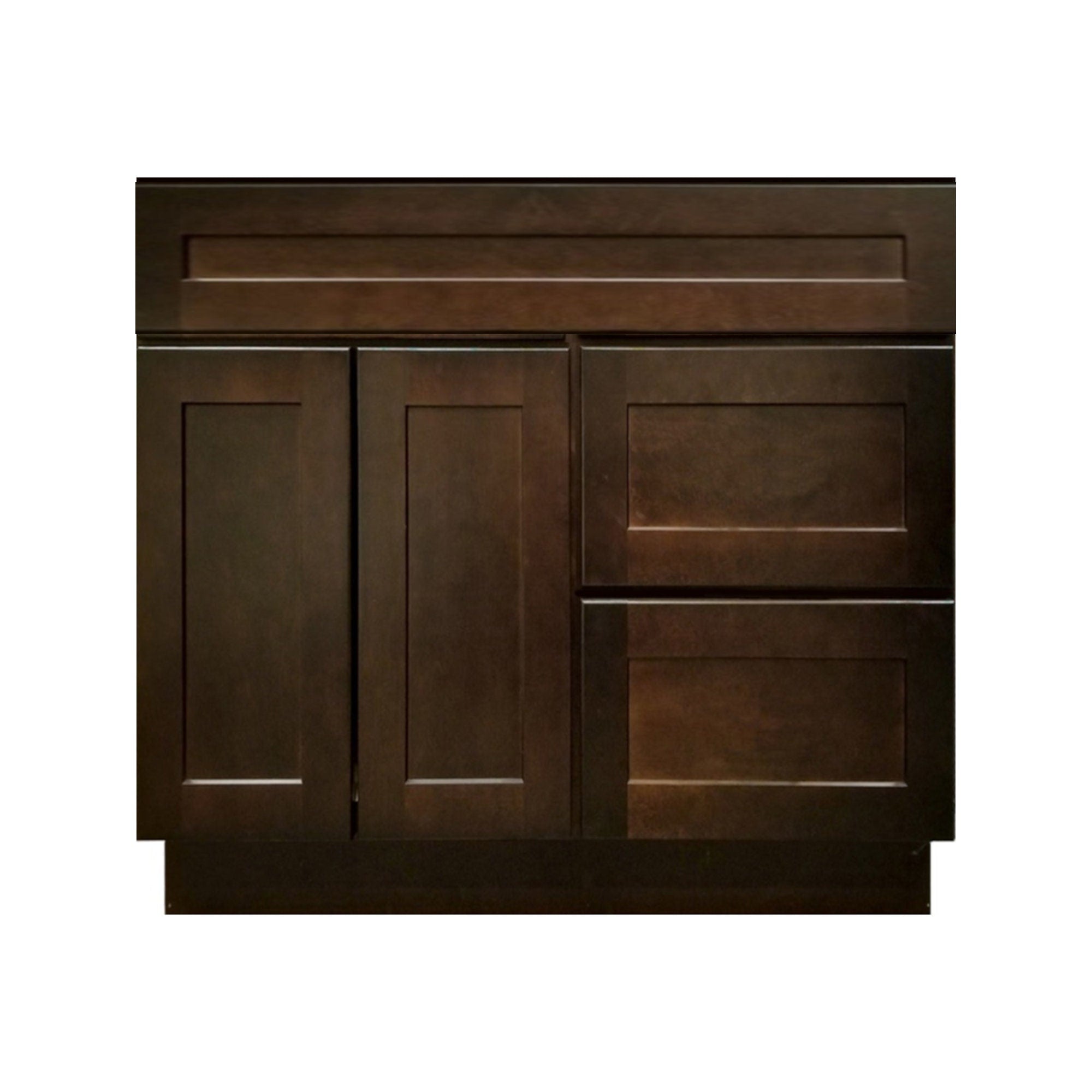 36" Espresso Shaker Single Sink Bathroom Vanity with Drawers on the Right