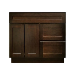 36" Espresso Shaker Single Sink Bathroom Vanity with Drawers on the Right