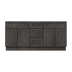 60 Inch Gray Stained Shaker Double Sink Bathroom Vanity with Drawers