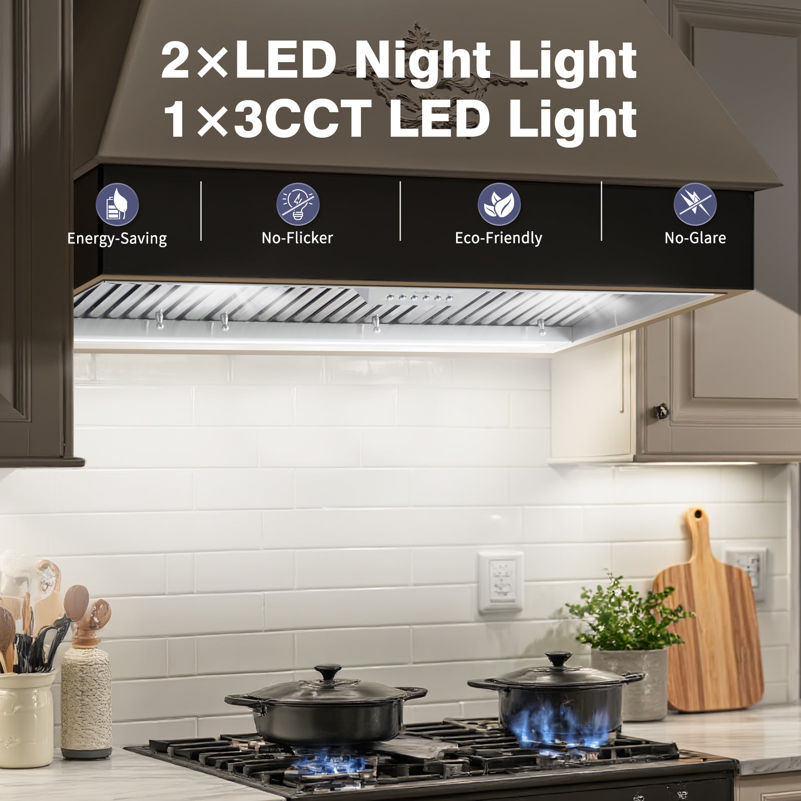 42" Range Hood Insert, 1200 CFM Stainless Steel Ducted Vent Hood Insert with Dimmable LED Lights
