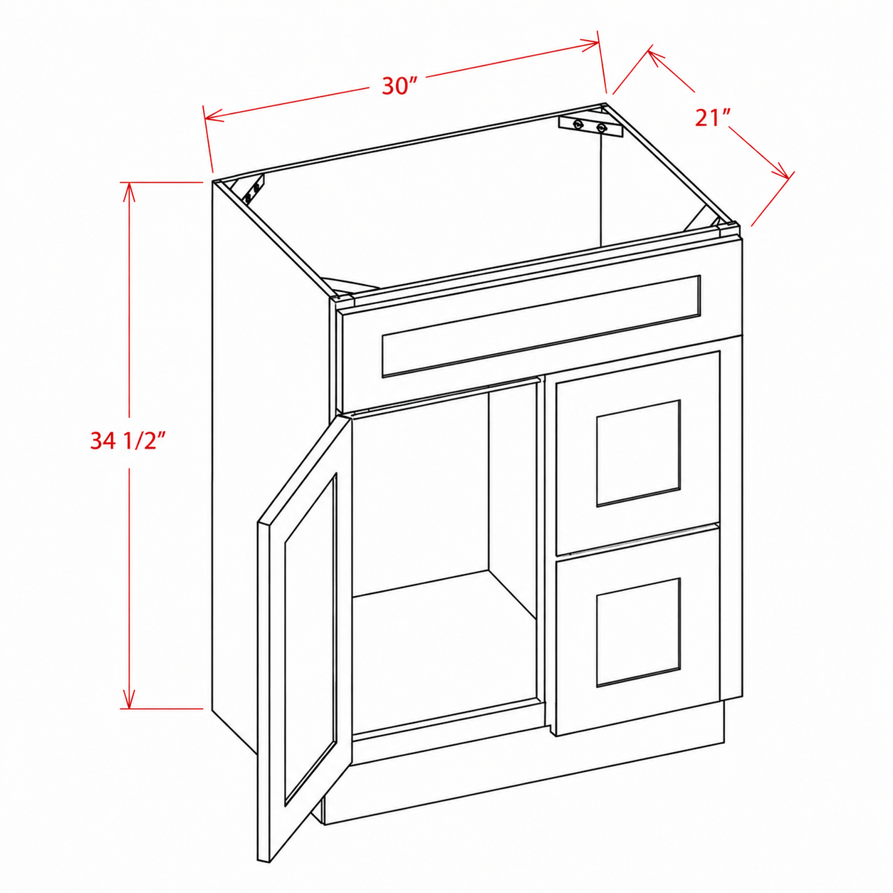 30 Inch Navy Blue Shaker Single Sink Bathroom Vanity with Drawers on the Right