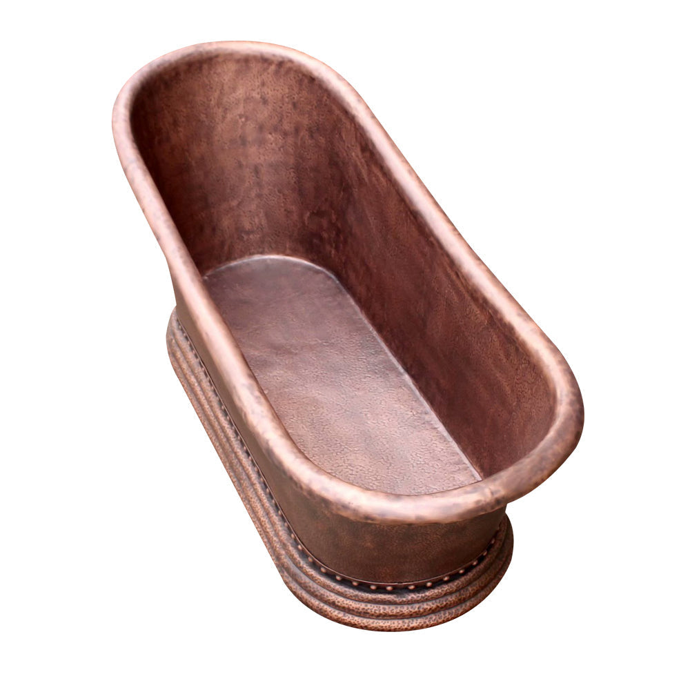 Akicon Copper Single-Slipper Roll-Top Handmade Copper Tub