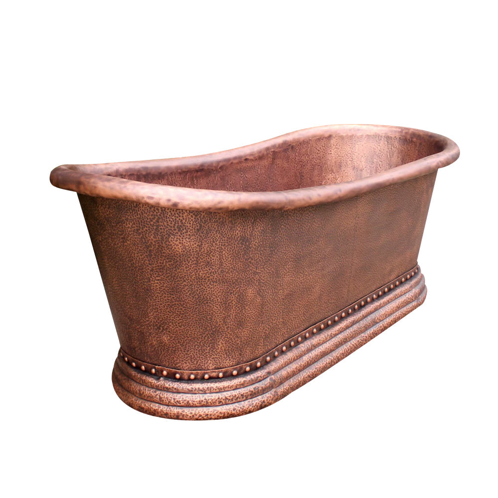 Akicon Copper Single-Slipper Roll-Top Handmade Copper Tub
