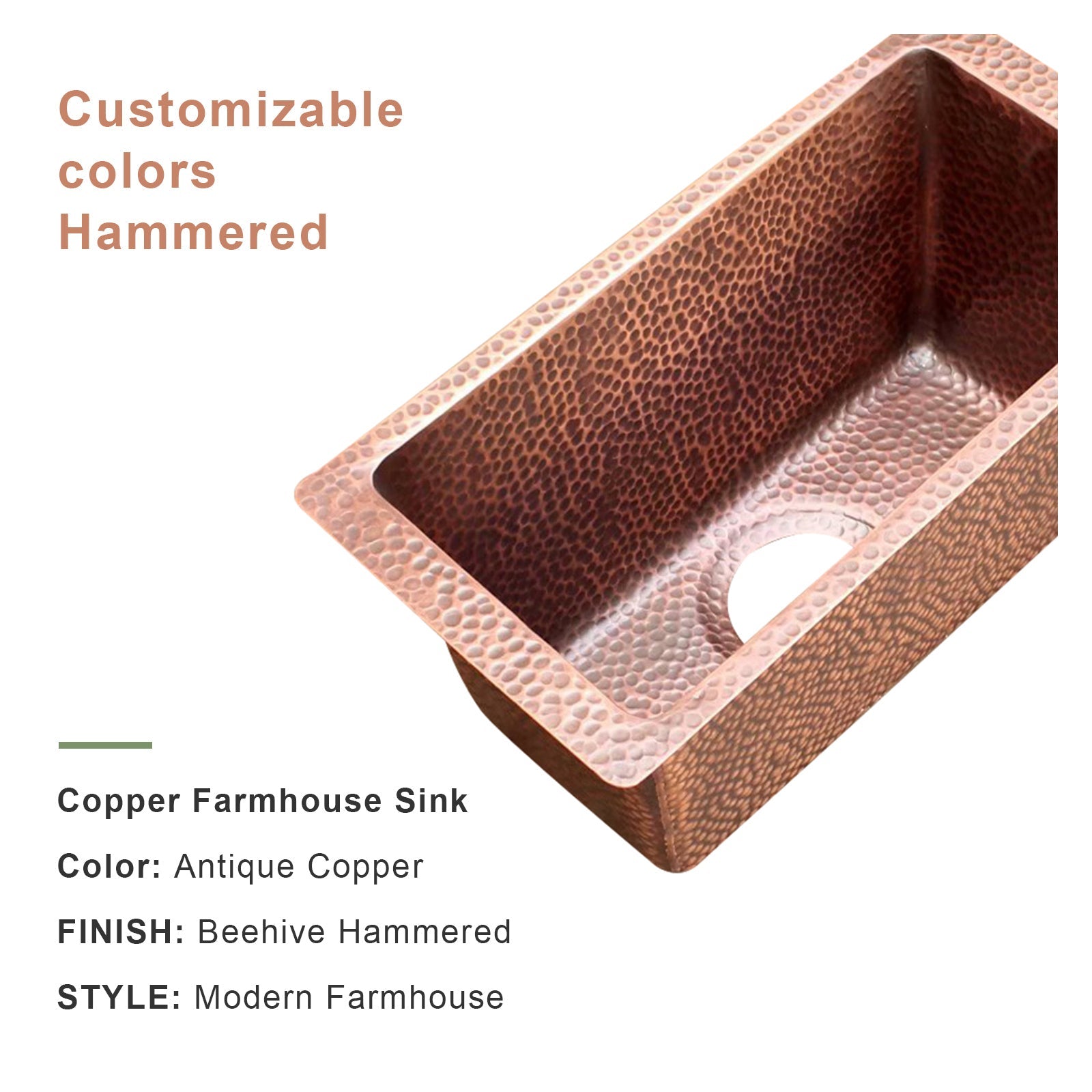 Akicon Custom Handmade Copper Bar Sink Rustic Kitchen Prep Sink