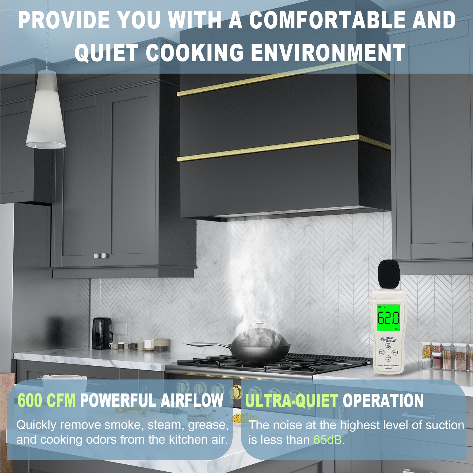 Akicon 30" Stainless Steel Wall Mount Range Hood with 600 CFM Vent Hood