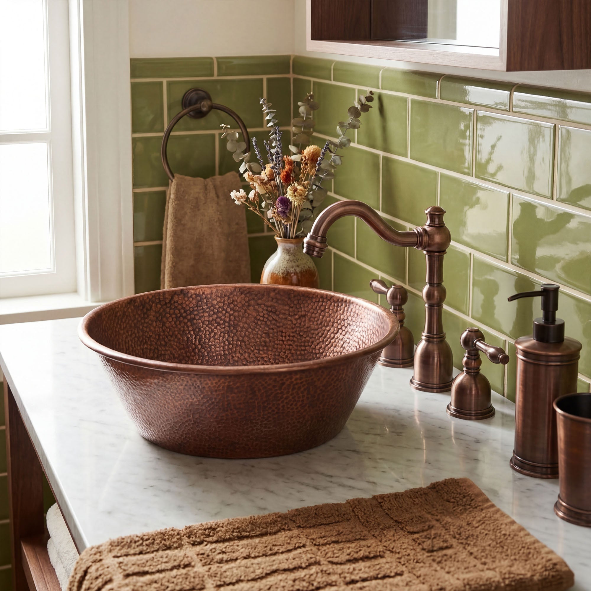 Akicon Custom Copper Vessel Sink Handmade Bathroom Basin