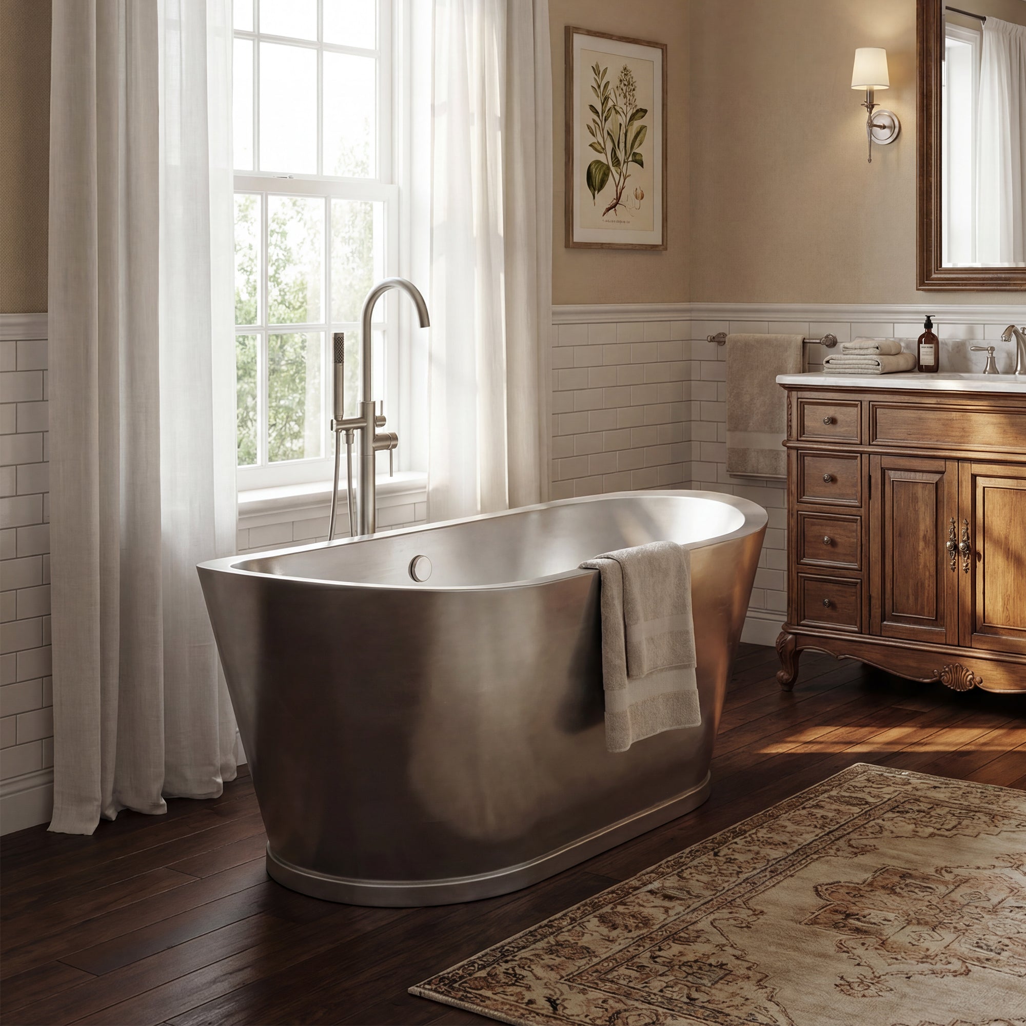 Akicon Custom Handmade Stainless Steel Freestanding Bathtub