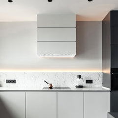 Akicon 30" Stainless Steel Wall Mount Range Hood, 3 Stacks Kitchen Hood with 600 CFM Vent Motor