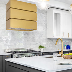 Akicon 36" Stainless Steel Wall Mount Range Hood, 3 Stacks Modern Box with 600 CFM Vent Motor