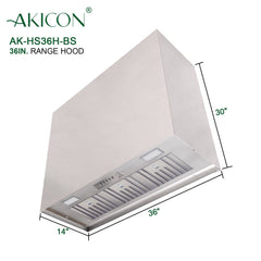 Akicon 36" Stainless Steel Wall Mount Range Hood Modern Box with 600 CFM Vent Hood