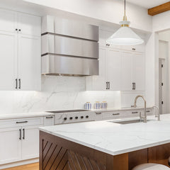 Akicon 30" Stainless Steel Wall Mount Range Hood, 3 Stacks Kitchen Hood with 600 CFM Vent Motor